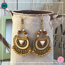 Load image into Gallery viewer, Bohemian Arabian-Inspired Dangle Earrings in Ivory White and Gold - Harness Merece by GTG