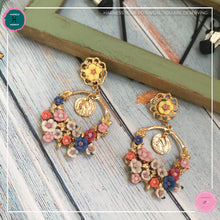 Load image into Gallery viewer, Dainty Stylish Flower Drop Earrings in Pastel Colours and Gold - Harness Merece by GTG