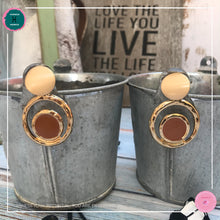 Load image into Gallery viewer, Stylish Chic Stud Earrings in Tan and Gold - Harness Merece by GTG