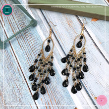 Load image into Gallery viewer, Sexy Teardrop Chandelier Earrings in Black and Gold - Harness Merece by GTG