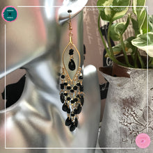 Load image into Gallery viewer, Sexy Teardrop Chandelier Earrings in Black and Gold - Harness Merece by GTG