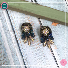 Load image into Gallery viewer, Luxurious Retro Stud Earrings in Dark Blue and Blush Pink - Harness Merece by GTG