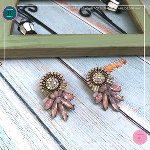Luxurious Retro Stud Earrings in Blush Pink - Harness Merece by GTG