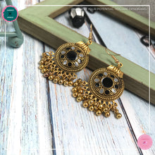 Load image into Gallery viewer, Bohemian Egyptian-Inspired Dangle Earrings in Black and Gold - Harness Merece by GTG