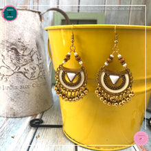 Load image into Gallery viewer, Bohemian Arabian-Inspired Dangle Earrings in Ivory White and Gold - Harness Merece by GTG