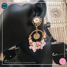 Load image into Gallery viewer, Dainty Stylish Flower Drop Earrings in Blush Pink and Gold - Harness Merece by GTG