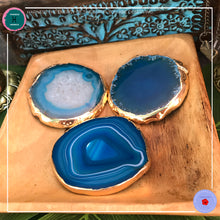 Load image into Gallery viewer, Hand-cut Brazilian Blue Agate Coaster - Harness Merece by GTG