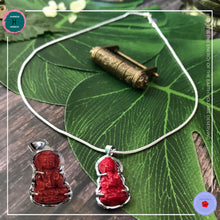 Load image into Gallery viewer, Hand-carved Coral Buddha Pendant Silver Necklace - Harness Merece by GTG