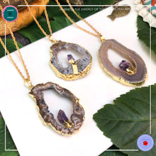 Load image into Gallery viewer, Druzy Agate with Amethyst Gold Necklace - Harness Merece by GTG
