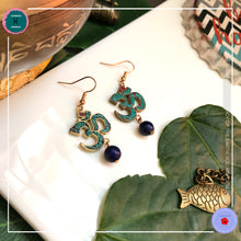Load image into Gallery viewer, Om Lapis Lazuli Drop Earrings - Harness Merece by GTG