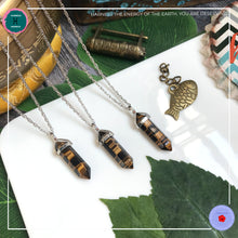 Load image into Gallery viewer, Double-terminated Tiger Eye Pendant Silver Necklace - Harness Merece by GTG
