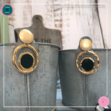 Load image into Gallery viewer, Stylishly Chic Stud Earrings in Dark Green and Gold - Harness Merece by GTG