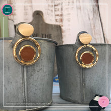 Load image into Gallery viewer, Stylish Chic Stud Earrings in Tan and Gold - Harness Merece by GTG