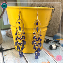 Load image into Gallery viewer, Sexy Teardrop Chandelier Earrings in Blue and Gold - Harness Merece by GTG