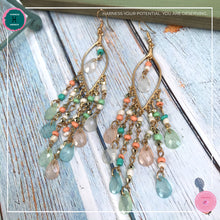 Load image into Gallery viewer, Sexy Teardrop Chandelier Earrings in Pastel Colours and Gold - Harness Merece by GTG