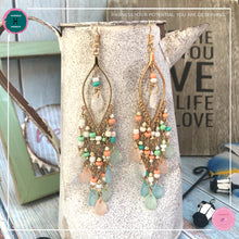 Load image into Gallery viewer, Sexy Teardrop Chandelier Earrings in Pastel Colours and Gold - Harness Merece by GTG