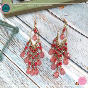 Sexy Teardrop Chandelier Earrings in Red and Gold - Harness Merece by GTG