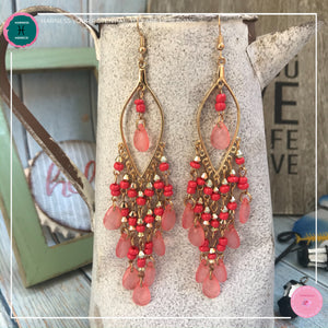 Sexy Teardrop Chandelier Earrings in Red and Gold - Harness Merece by GTG
