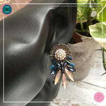Load image into Gallery viewer, Luxurious Retro Stud Earrings in Dark Blue and Blush Pink - Harness Merece by GTG