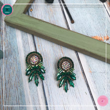 Load image into Gallery viewer, Luxurious Retro Stud Earrings in Green - Harness Merece by GTG