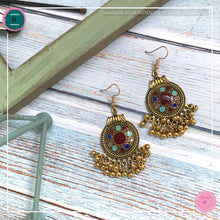 Load image into Gallery viewer, Jasmine Maroon Gold Dangling Earrings - Harness Merece by GTG